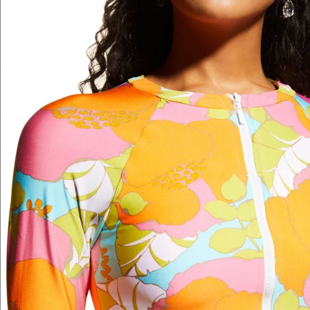 Trina Turk Orange and Pink Floral One Piece Swimsuit - Picture 5 of 13